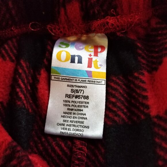 Sleep On It Buffalo Plaid Pajama Pants S 6/7 Red Black Fleece Cozy - Picture 4 of 8